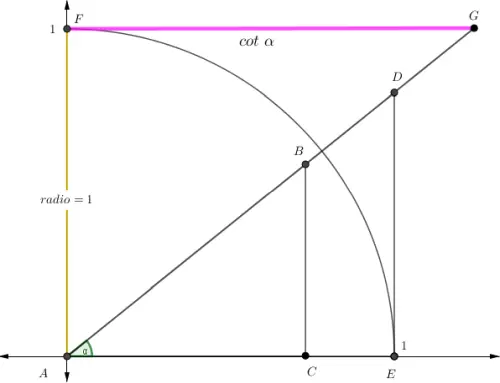 Representación geométrica de la cotangente
