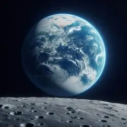 Vista de la Tierra desde el espacio junto a la Luna, ejemplo de distancia astronómica expresable en notación científica