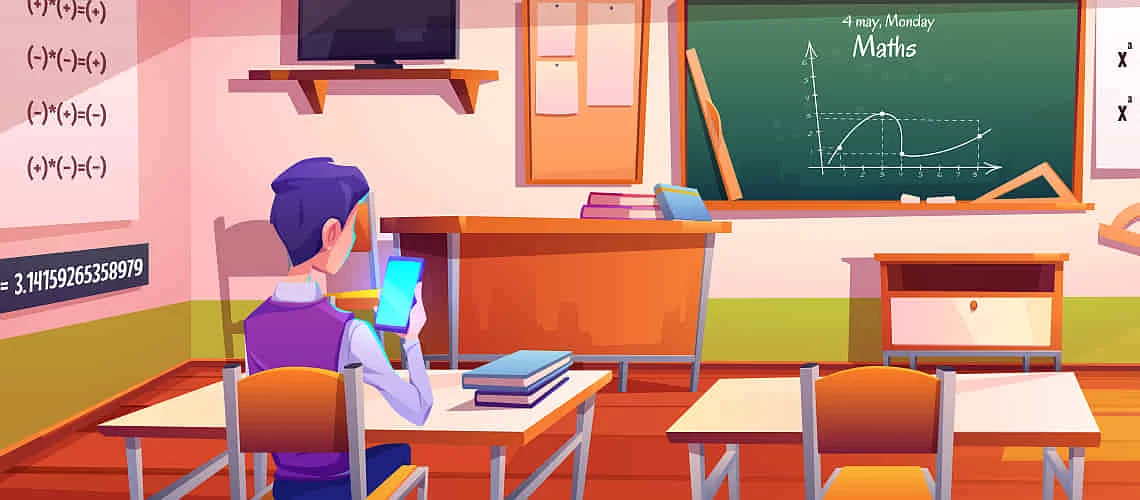 Profesor de matemáticas en el salón de 8° grado