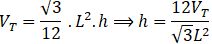 Fórmula del volumen del tetraedro con h