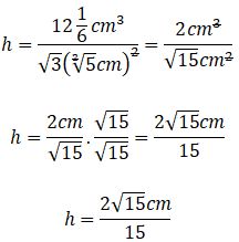 Solución del tetraedro la altura