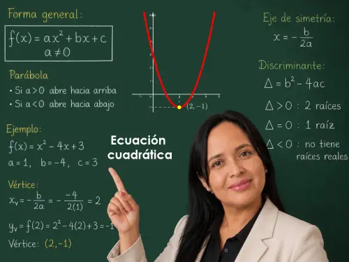 Profesora Militza Indaburo explicando el tema: Ecuación cuadrática