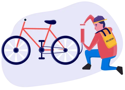 Una persona inflando la llanta trasera de la bicicleta aumentando la presión interna