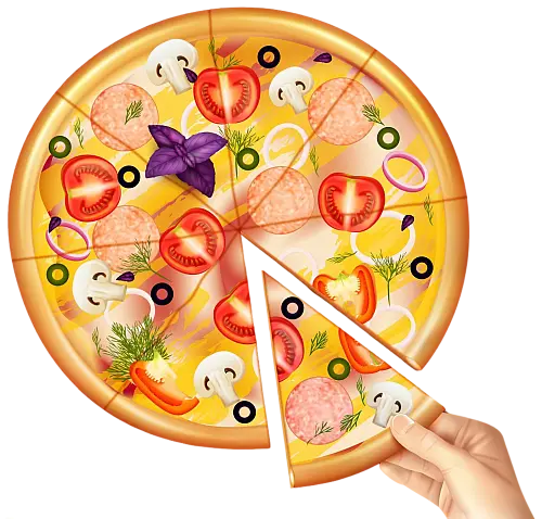 De 8 porciones de pizza se come 4.