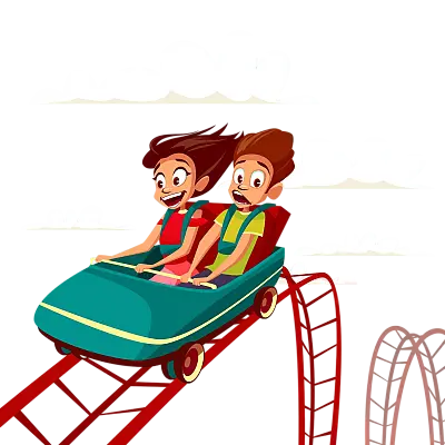 Dos niños disfrutando de la montaña rusa