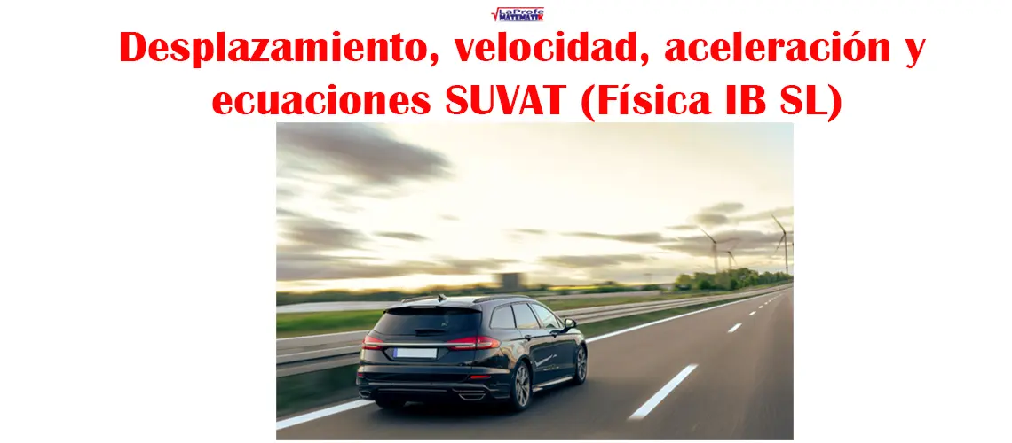Un vehículo oscuro circulando por una carretera con efecto de movimiento en el fondo, ilustrando los conceptos de velocidad y desplazamiento para el análisis mediante ecuaciones SUVAT