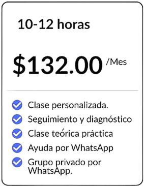 Plan de 10 a 12 horas de clases de matemáticas online por $132 al mes, con clase personalizada, seguimiento, clase teórico-práctica, ayuda y grupo privado por WhatsApp